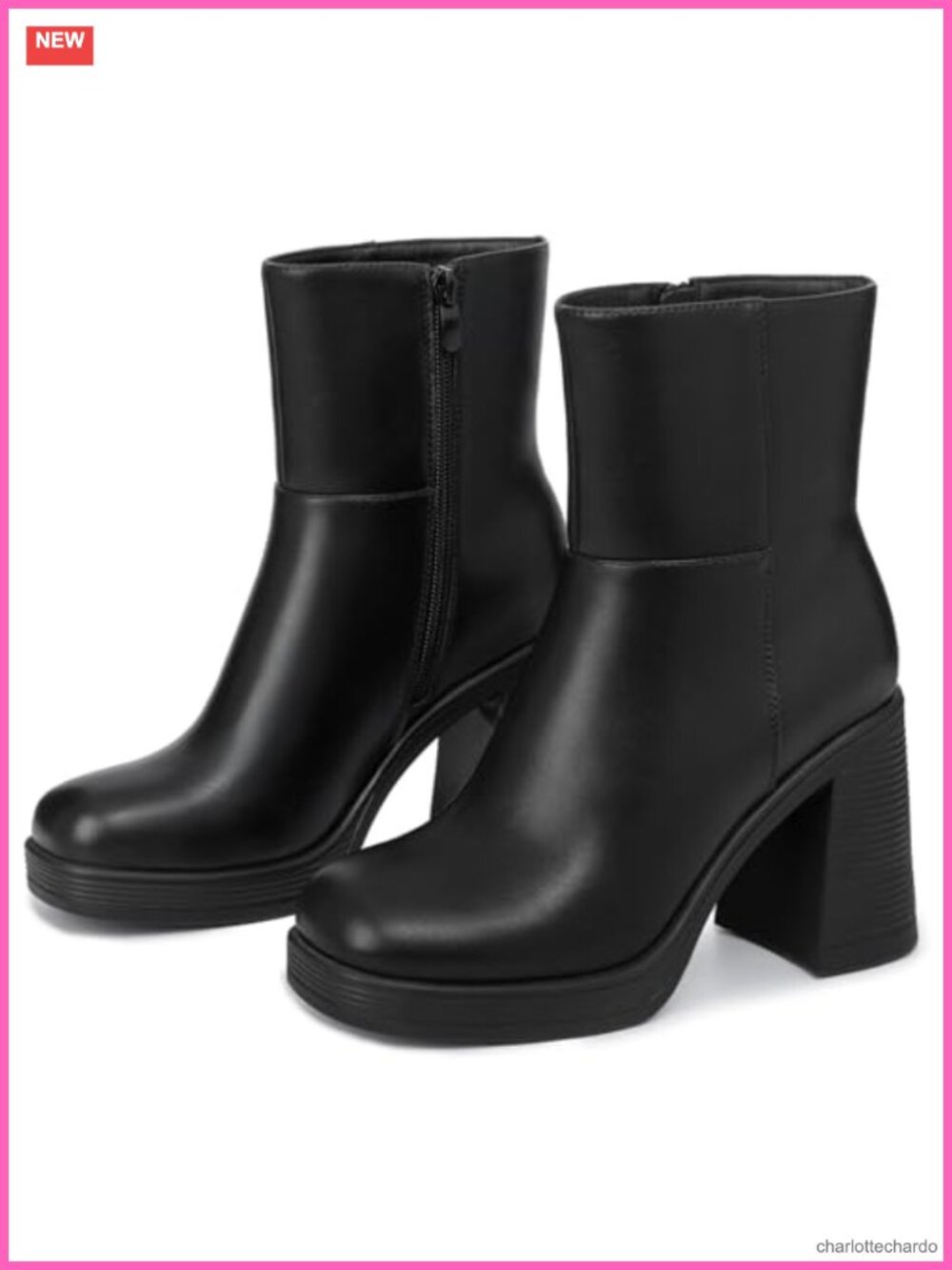 Women's Platform Ankle Boots Chunky Block Heel Square Toe Fashion Booties - Picture 3 of 6